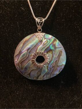 Abalone and sterling silver necklace